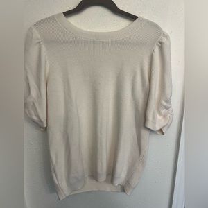 Loft tulip sleeve short sleeve cream sweater.  xL. Some piling. Great for work!